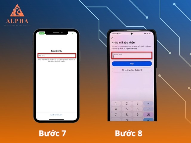 Tạo mật khẩu và nhập mã xác nhận