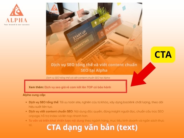 CTA dạng văn bản