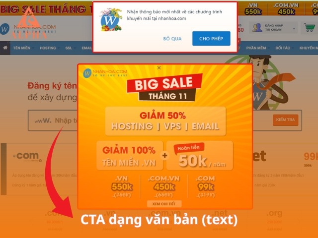 CTA trong popup