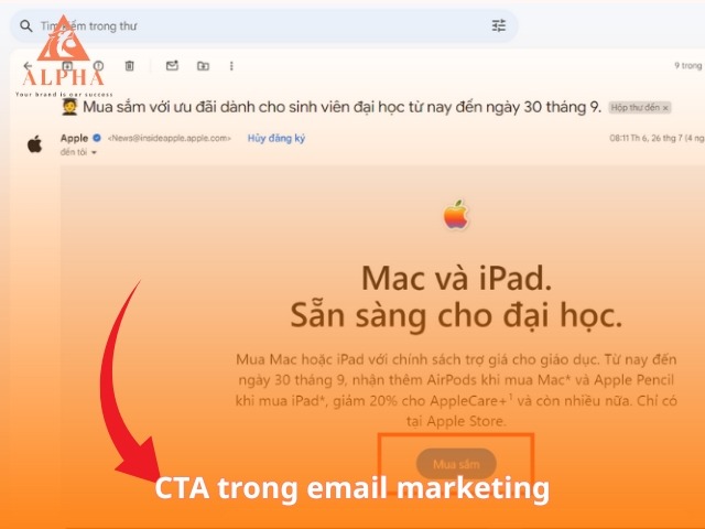 CTA trong email marketing