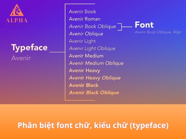 Sự khác biệt của font chữ, kiểu chữ (typeface)