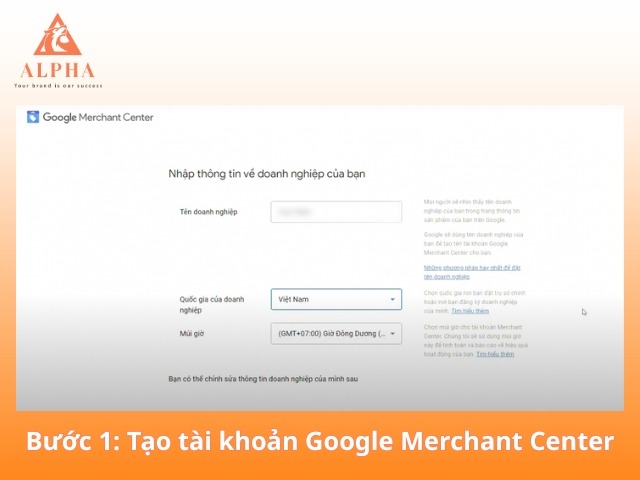 Tạo tài khoản Google Merchant Center