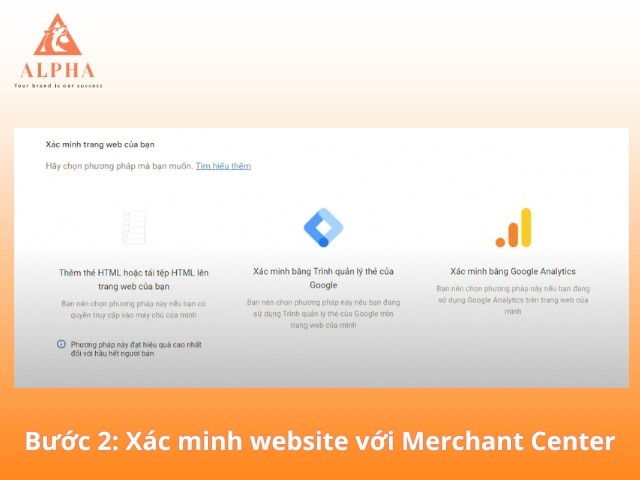 Xác minh website với Merchant Center