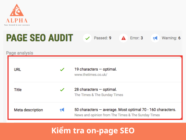 Kiểm tra on-page SEO