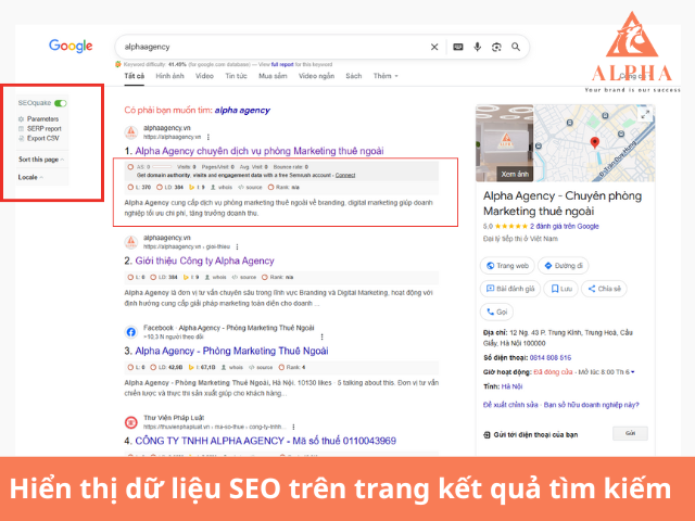 Hiển thị dữ liệu SEO ngay trên trang kết quả tìm kiếm