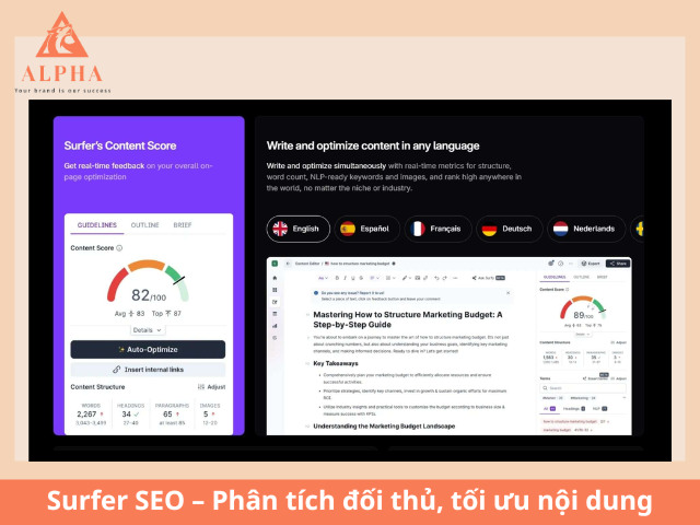 Surfer SEO – Phân tích đối thủ, tối ưu nội dung
