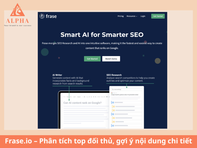 Công cụ viết bài seo Frase.io