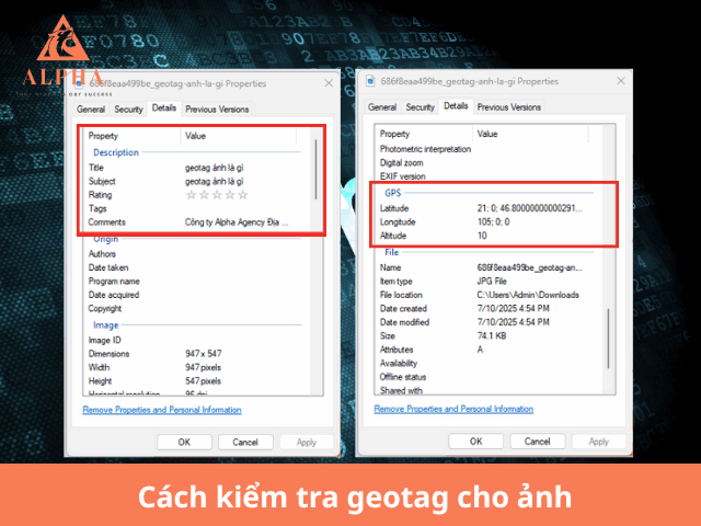 Cách kiểm tra ảnh đã có geotag hay chưa