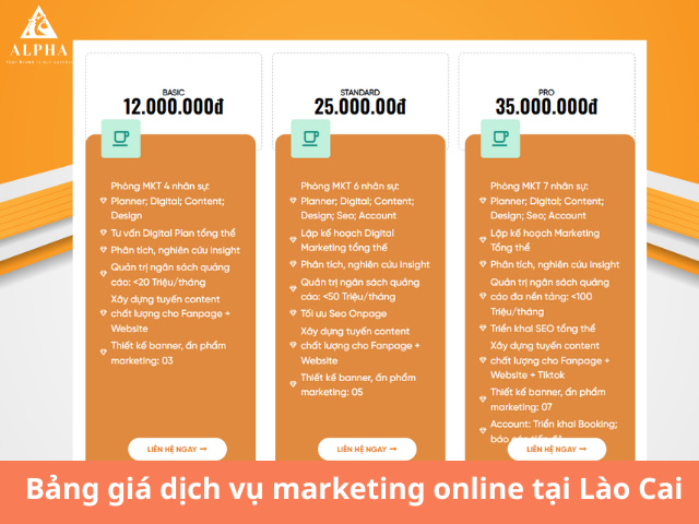 Bảng giá dịch vụ marketing online tại Lào Cai