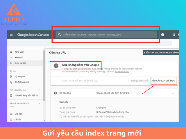 Gửi yêu cầu index trang mới
