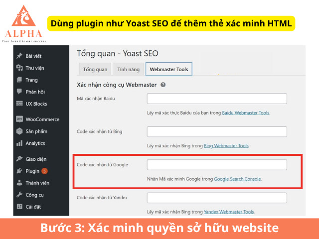 Xác minh quyền sở hữu website
