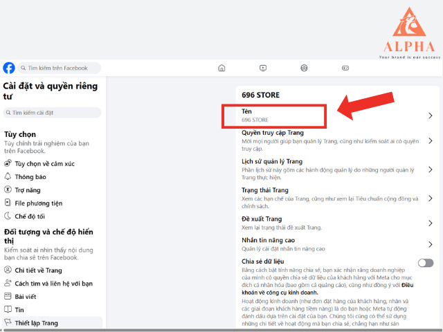 Click vào mục Tên