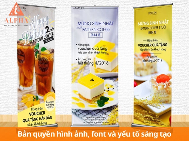 Bản quyền hình ảnh, font ảnh hưởng giá thiết kế standee