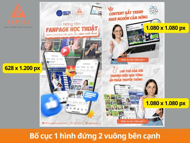 Kích thước ảnh quảng cáo Facebook bố cục 2 hình ngang đều nhau