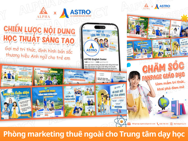 Trung tâm Astro English thuê ngoài phòng marketing chăm sóc Fanpage bài bản tại Alpha Agency