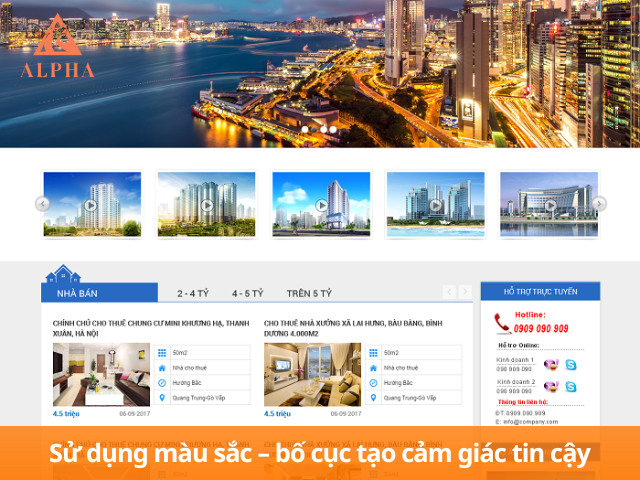 Màu sắc và bố cục phù hợp với ngành bất động sản