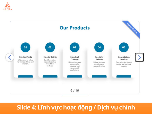 Slide 4: Lĩnh vực hoạt động / Dịch vụ chính