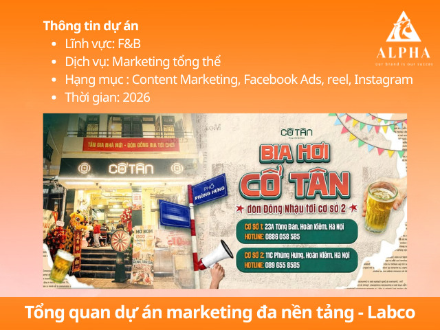 Thông tin dự án marketing đa nền tảng cho Bia Hơi Cổ Tân