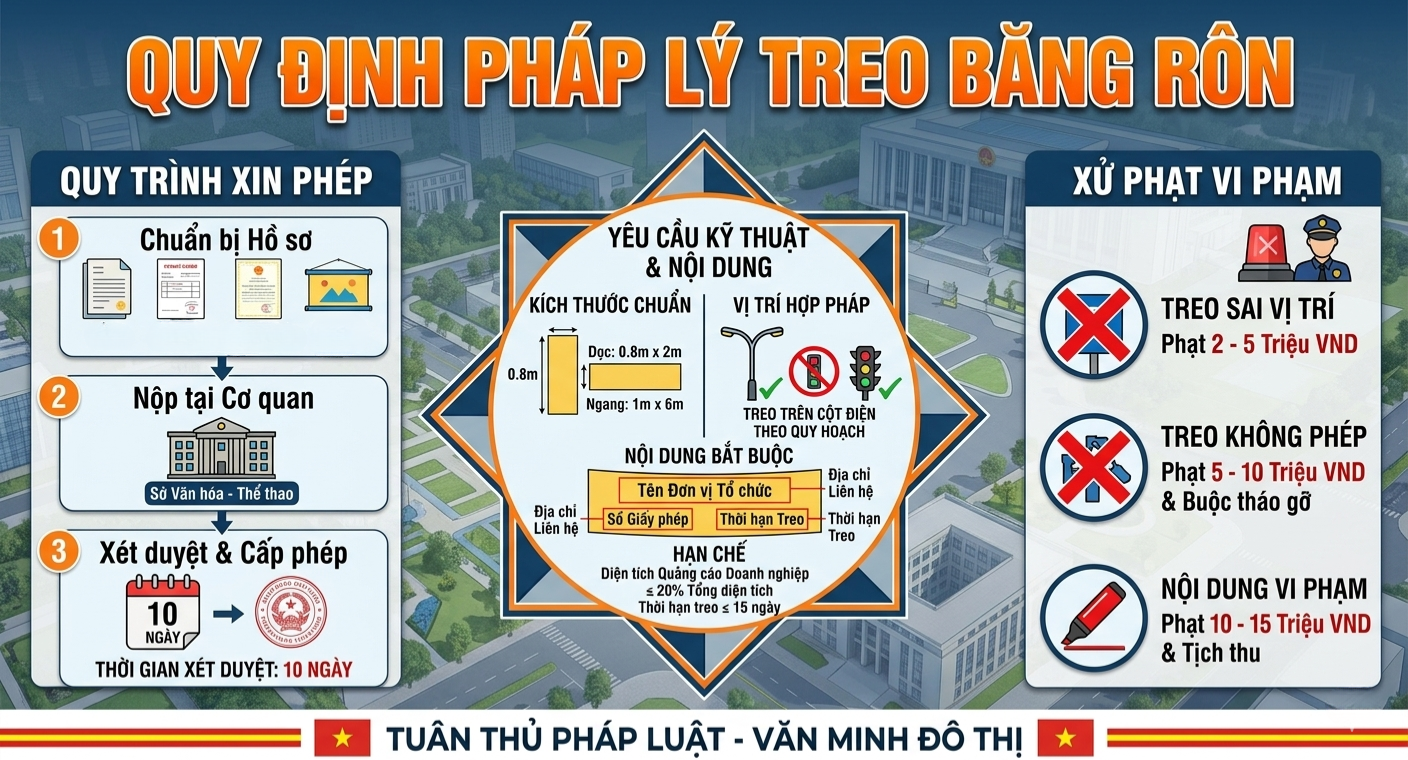lưu ý khi treo băng rôn quảng cáo 