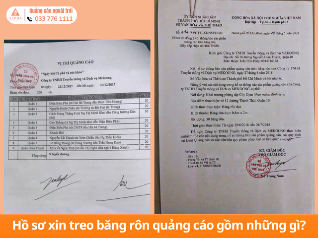 Hồ sơ xin treo băng rôn quảng cáo