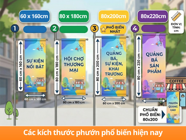 Các kích thước phướn phổ biến hiện nay
