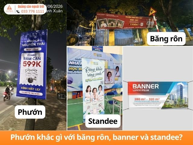 Phân biệt phướn với băng rôn, banner và standee