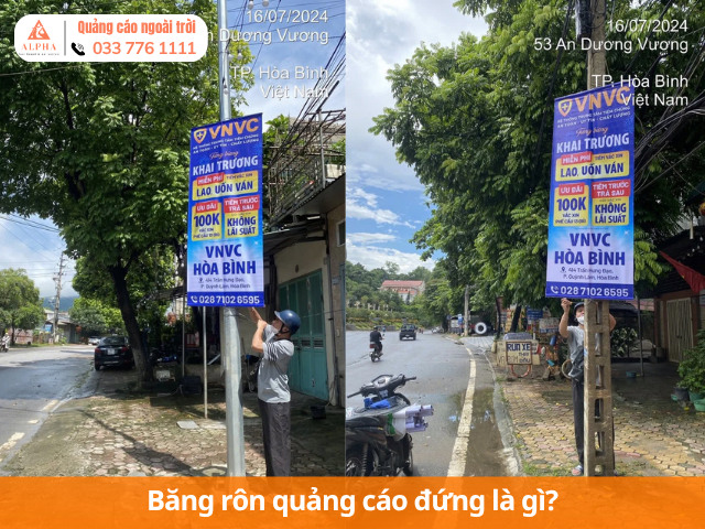 Băng rôn quảng cáo đứng xuất hiện liên tục tại nhiều vị trí khác nhau