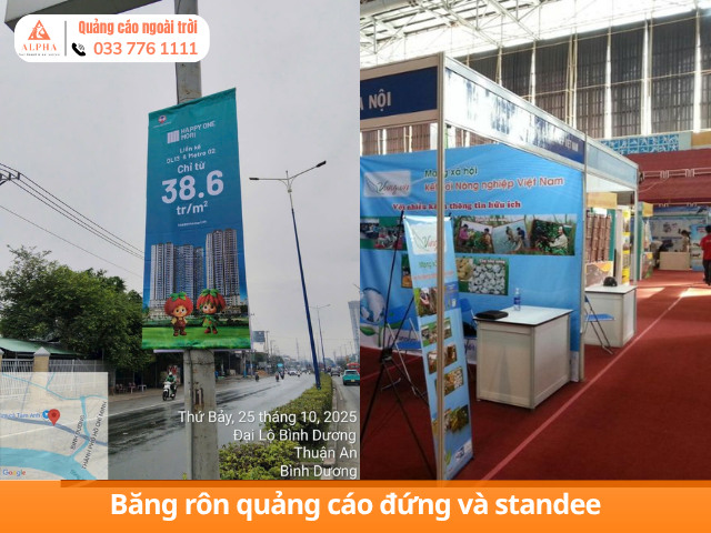 băng rôn quảng cáo đứng và standee